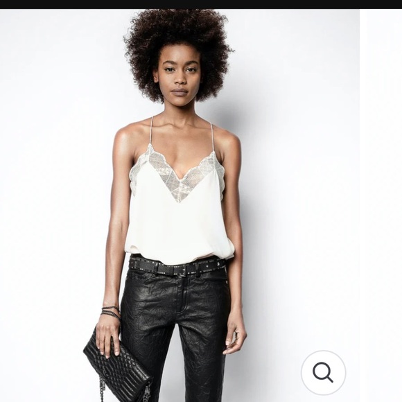 Zadig & Voltaire Tops - Zadig & Voltaire Silk Lace Ringstones Silk Cami in Ecru size XS